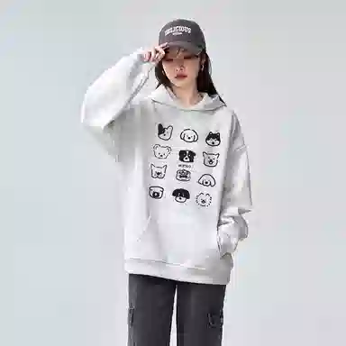 棉购 美式连帽潮流加绒加厚长袖上衣外套卫衣 男女同款