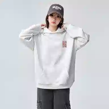 棉购 背面加绒加厚连帽重磅宽松豹纹印花美式复古卫衣 男女同款
