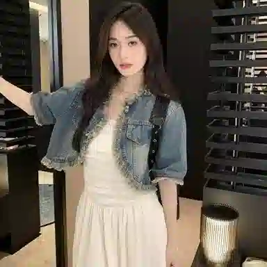 棉购 做旧毛边流苏上衣纯色高腰宽松中长裙裙装套装 女款