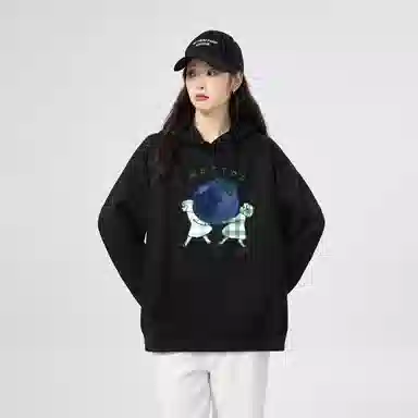 棉购 休闲优雅气质清新连帽长袖卫衣 女款