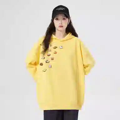 棉购 美式连帽加绒加厚慵懒风宽松卡通休闲舒适百搭外套卫衣 女款