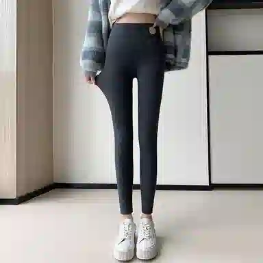 棉购 羊羔绒加绒加厚高弹保暖外穿简约优雅通勤休闲裤打底裤 女款