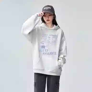 棉购 连帽加绒加厚宽松潮流高街美式外套卫衣 女款