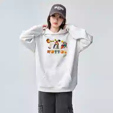 棉购 人物宽松适中连帽长袖卫衣 女款