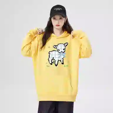 棉购 薄款连帽宽松韩版学生口袋套头通勤长袖卫衣 女款