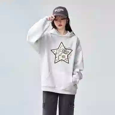棉购 星星宽松连帽长袖卫衣 女款