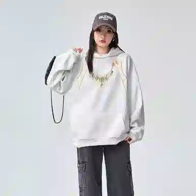 棉购 加绒加厚连帽印花舒适百搭长袖卫衣 女款