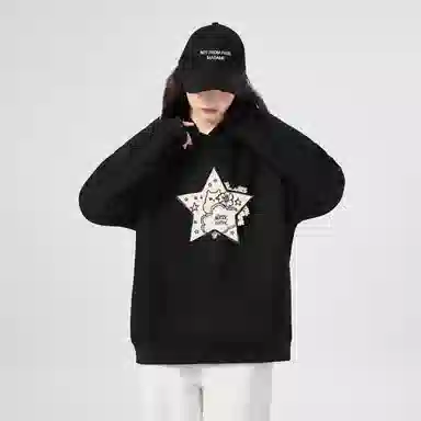 棉购 星星宽松连帽长袖卫衣 女款