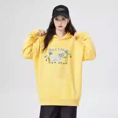 棉购 潮流美式连帽设计感印花宽松卫衣 女款