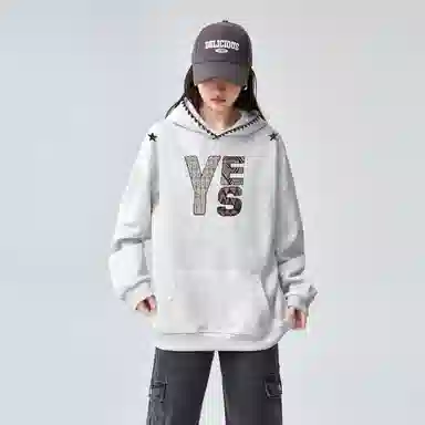 棉购 连帽刺绣潮流加绒春秋薄款宽松慵懒冬季加厚长袖上衣外套卫衣男 女款