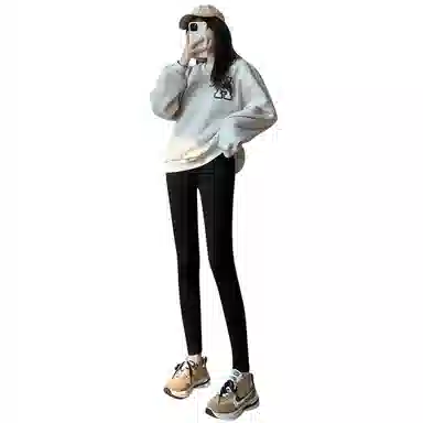 棉购 秋冬 加绒高腰鲨鱼裤女蜜桃提臀神器外穿修身芭比瑜伽裤打底裤 女款