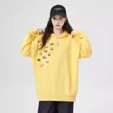 棉购 美式连帽加绒加厚慵懒风宽松卡通休闲舒适百搭外套卫衣 女款
