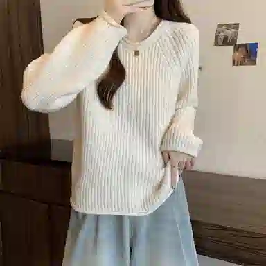 棉购 韩系氛围感宽松慵懒风绝美通勤显瘦针织衫 女款