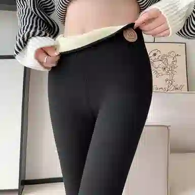 棉购 羊羔绒加绒加厚高弹保暖外穿简约优雅通勤休闲裤打底裤 女款