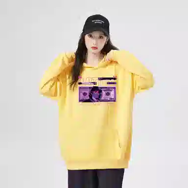 棉购 秋冬加绒加厚学生美式帽衫情侣装重磅宽松上衣宽松街头时尚潮流卫衣 男女同款