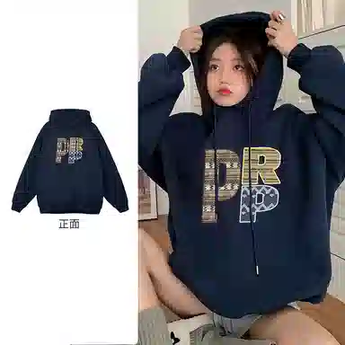 棉购 美式潮牌趣味字母连帽基础款简约宽松百搭学院风质感纯棉立体卫衣 男女同款