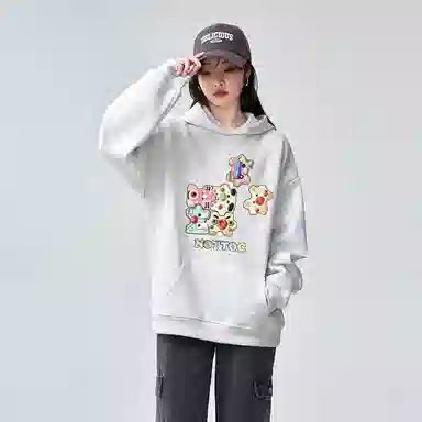 棉购 美式复古潮重磅连帽春秋冬宽松加绒加厚外套长袖卫衣 女款