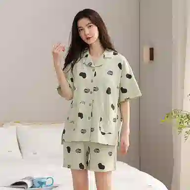 棉购 带胸垫短袖短裤时尚休闲可外穿睡衣套装 女款