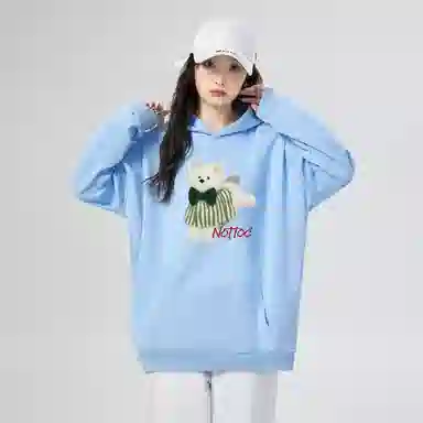 棉购 连帽加绒加厚潮牌学生美式卫衣 女款