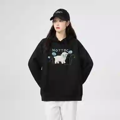 棉购 潮流美式连帽设计感印花宽松卫衣 女款