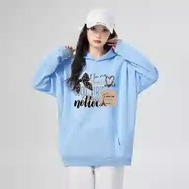 棉购 美式连帽加绒加厚外套学生舒适休闲百搭个性印花卫衣 女款