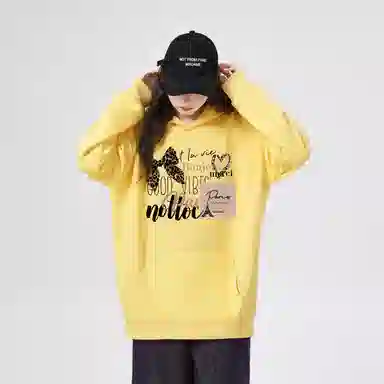 棉购 美式连帽加绒加厚外套学生舒适休闲百搭个性印花卫衣 女款