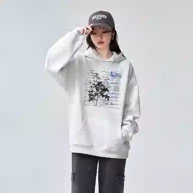 棉购 连帽加绒加厚高街宽松美式街头风潮流印花卫衣 女款