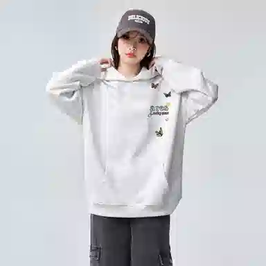 棉购 连帽刺绣秋冬重磅潮流加绒加厚宽松慵懒风上衣潮 卫衣 男女同款