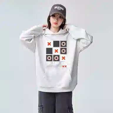 棉购 连帽秋冬加绒加厚美式宽松慵懒风上衣百搭潮流印花学生卫衣 女款