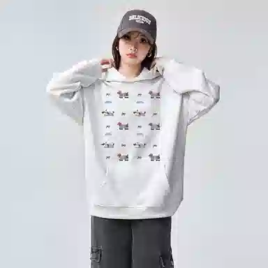 棉购 连帽美式重磅宽松卡通卫衣 男女同款