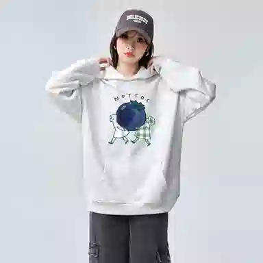 棉购 休闲优雅气质清新连帽长袖卫衣 女款