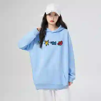 棉购 重磅潮流连帽卡通宽松加绒加厚中国风上衣卫衣 女款