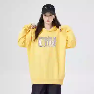 棉购 加绒加厚宽松高街时尚字母印花连帽设计卫衣 女款