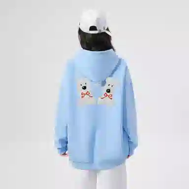棉购 美式复古潮流重磅连帽卡通宽松外套卫衣 女款