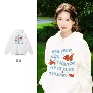 棉购 韩系卡通可爱风休闲上衣基础款学生潮流时尚百搭绒衫宽松卫衣 女款