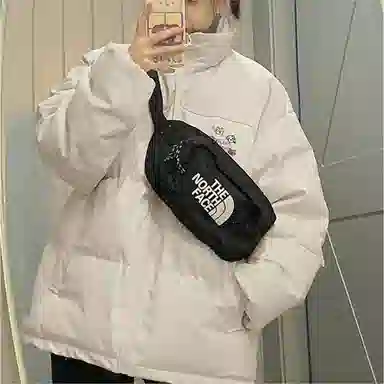棉购 学院风国潮美式宽松加厚面包立领拉链长袖棉服 女款 米白色