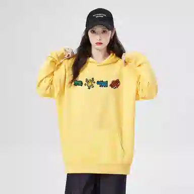 棉购 重磅潮流连帽卡通宽松加绒加厚中国风上衣卫衣 女款