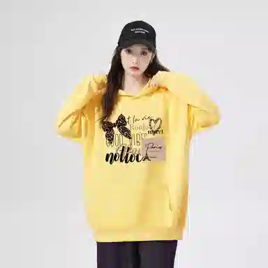 棉购 美式连帽加绒加厚外套学生舒适休闲百搭个性印花卫衣 女款