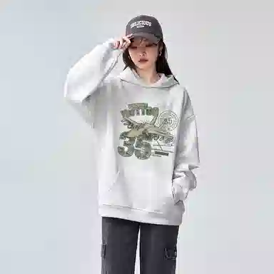 棉购 潮流连帽美式重磅休闲百搭大码宽松上衣卫衣 男女同款