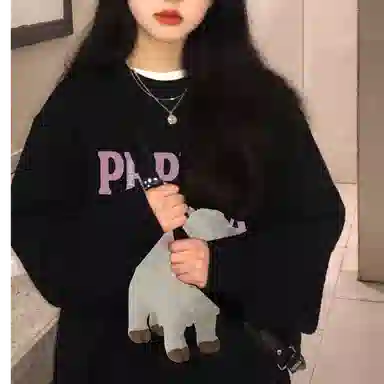 棉购 保暖可爱小羊印花百搭连帽套头慵懒风宽松休闲卫衣 男女同款