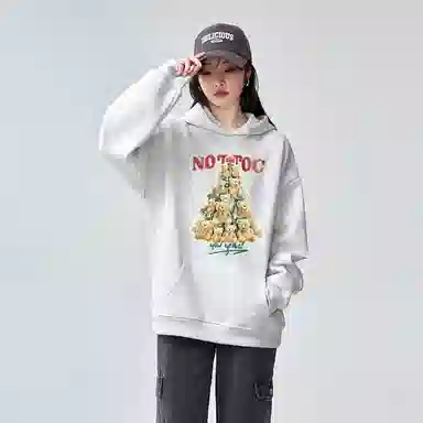 棉购 美式宽松慵懒风上衣百搭潮流印花学生卫衣 女款