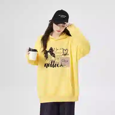 棉购 美式连帽加绒加厚外套学生舒适休闲百搭个性印花卫衣 女款