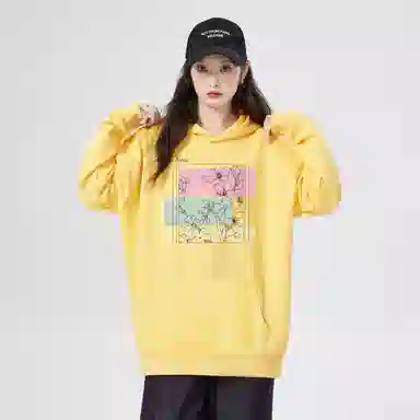 棉购 连帽加绒加厚长袖上衣外套个性潮流休闲舒适卫衣 女款