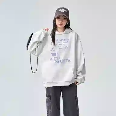 棉购 连帽加绒加厚宽松潮流高街美式外套卫衣 女款