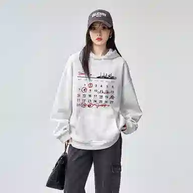 棉购 连帽潮流慵懒风上衣百搭秋季情侣宽松帽衫美式重磅外套上衣卫衣 男女同款