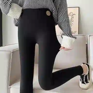 棉购 羊羔绒加绒加厚高弹保暖外穿简约优雅通勤休闲裤打底裤 女款