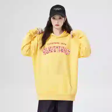 棉购 连帽潮流加绒加厚宽松韩版学生口袋带帽套头休闲外套卫衣 女款