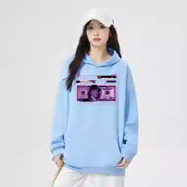棉购 秋冬加绒加厚学生美式帽衫情侣装重磅宽松上衣宽松街头时尚潮流卫衣 男女同款