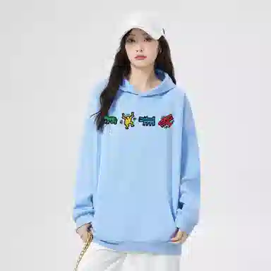 棉购 重磅潮流连帽卡通宽松加绒加厚中国风上衣卫衣 女款