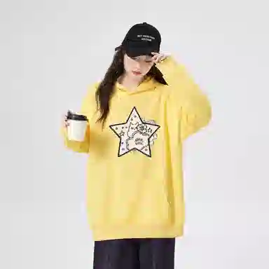 棉购 星星宽松连帽长袖卫衣 女款